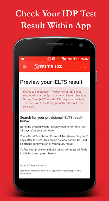 Schermata IELTS Liz 0