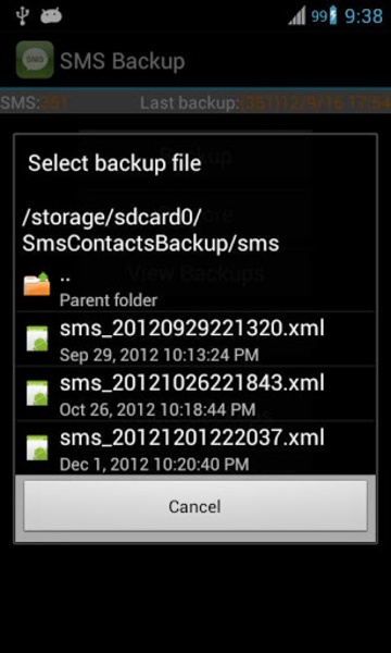 Schermata Super Backup: SMS and Contacts 1