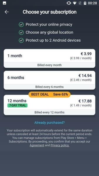 AVG Secure VPN Tangkapan skrin 0