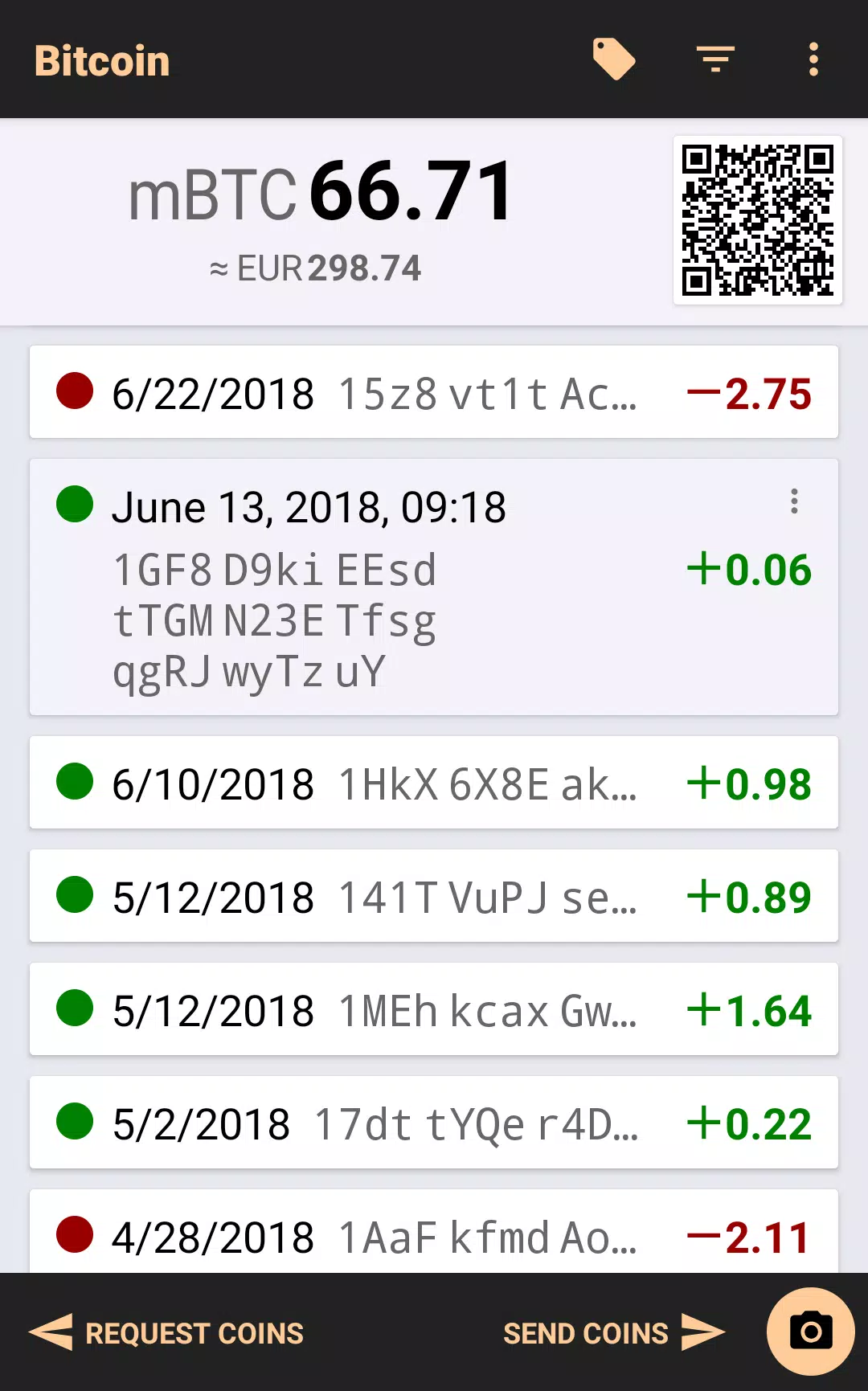Bitcoin Wallet ဖန်သားပြင်ဓာတ်ပုံ 0