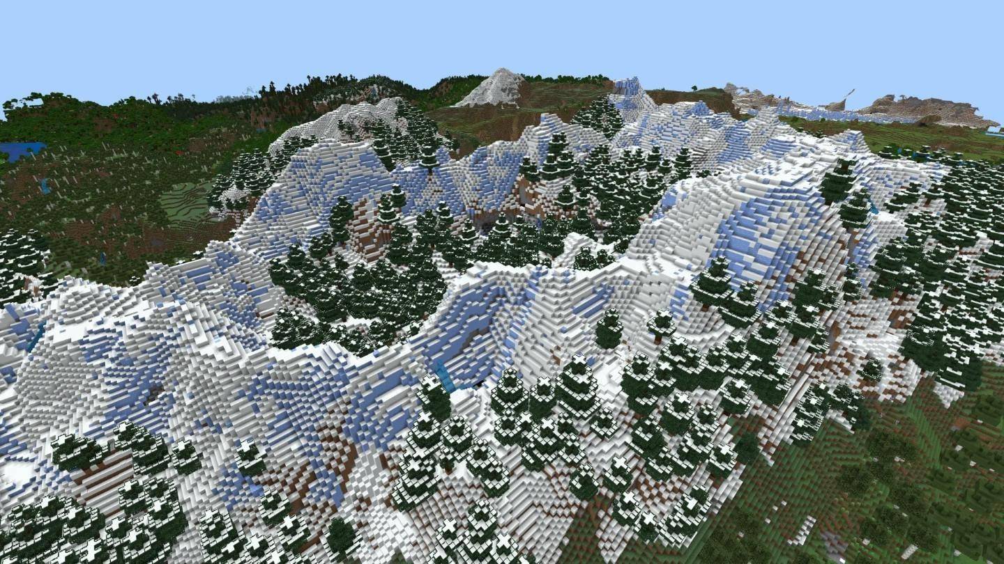 Snowy mountains in Minecraft