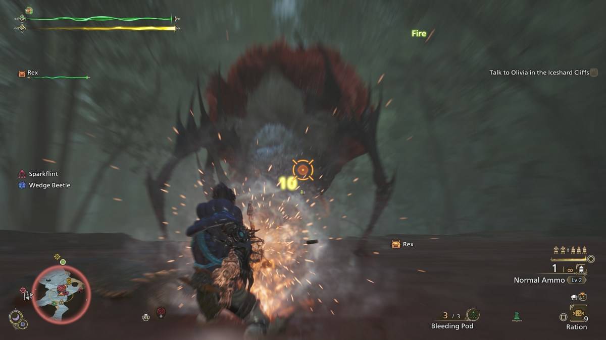 Seorang pemburu di monster hunter liar menggunakan peluru biasa dengan bowgun cahaya melawan barina lala