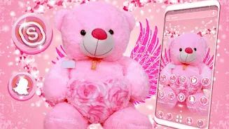 Pink Teddy Bear Theme Capture d'écran 1