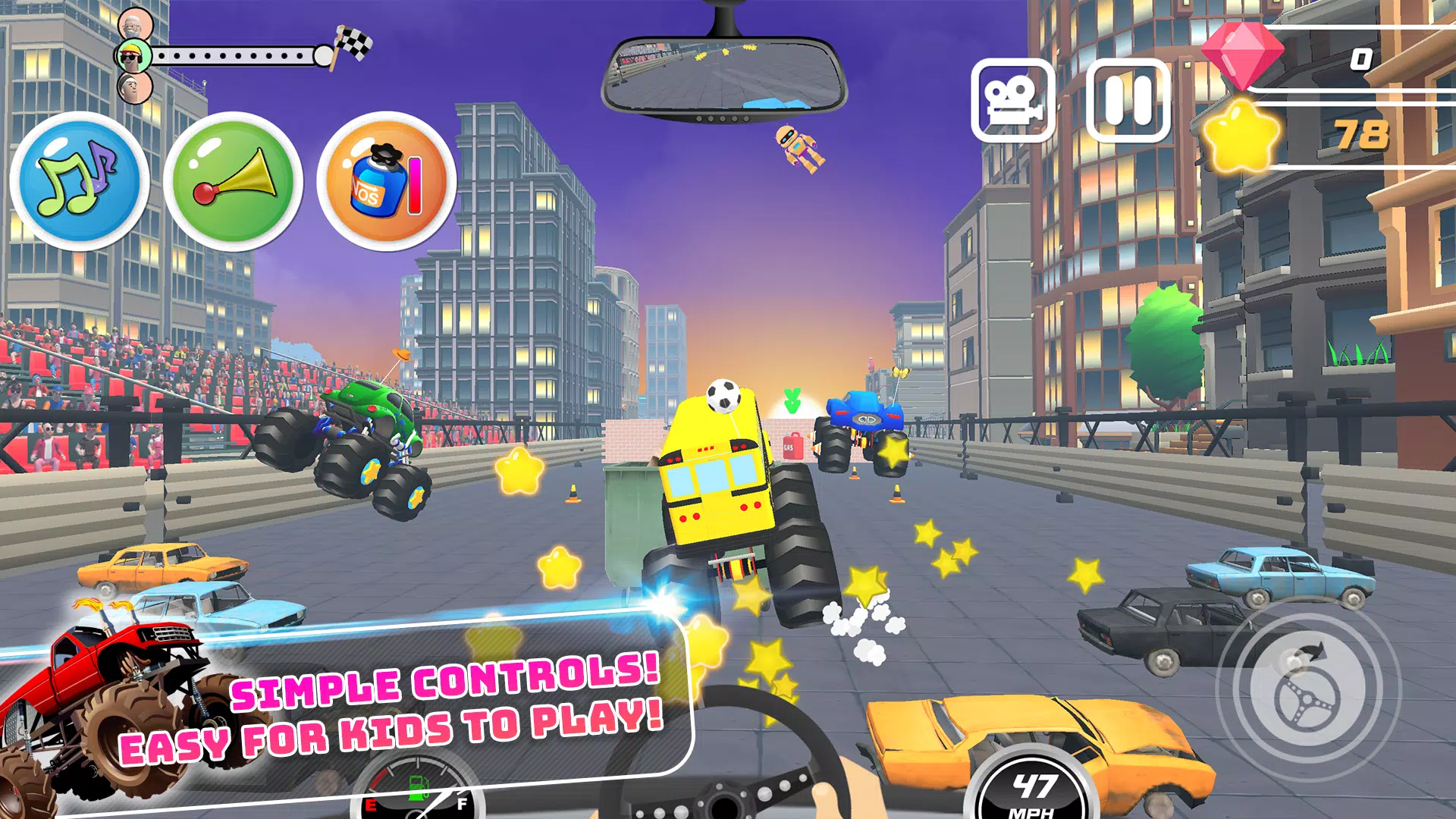 Monster Trucks Kids Race Game Captura de tela 2