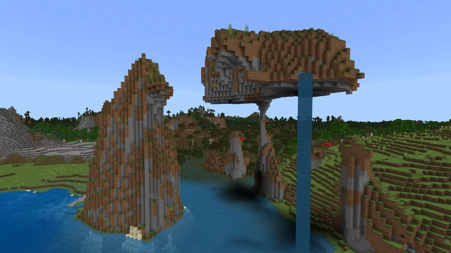 Floating rock formation in Minecraft