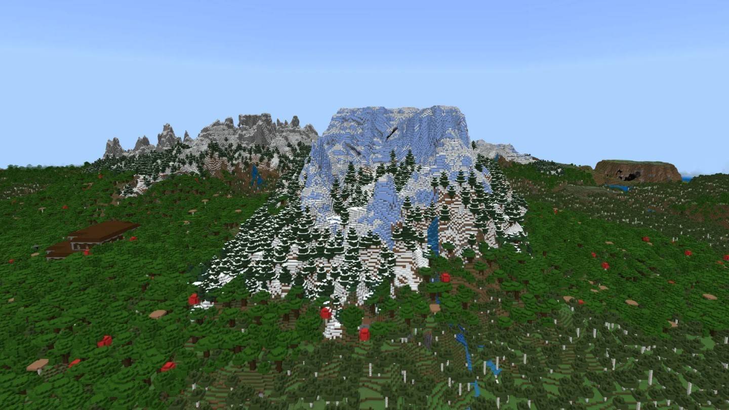 Ice mountains with hidden mansion in Minecraft