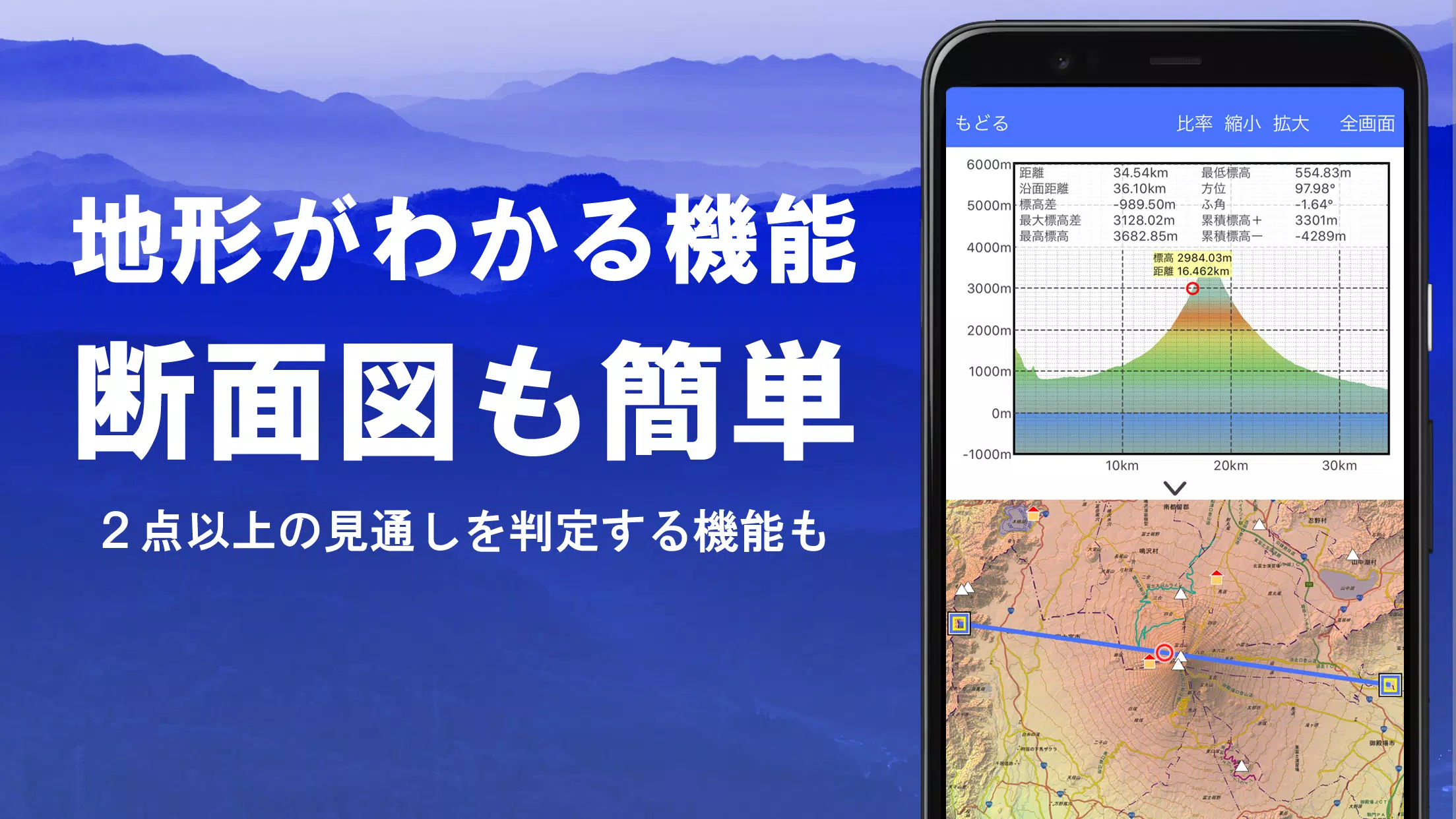 スーパー地形 - GPS対応地形図アプリ スクリーンショット 1