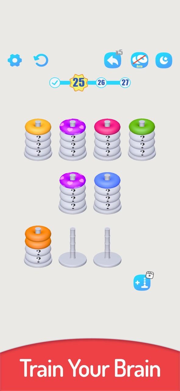 3D Color Sort Hoop Stack Screenshot 1