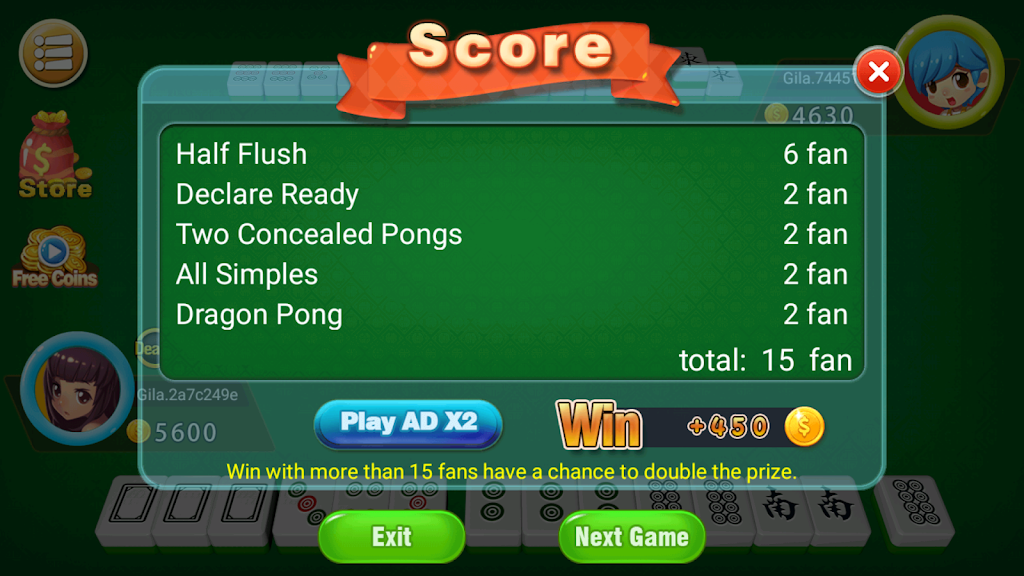 Mahjong 2P: competition Ảnh chụp màn hình 1