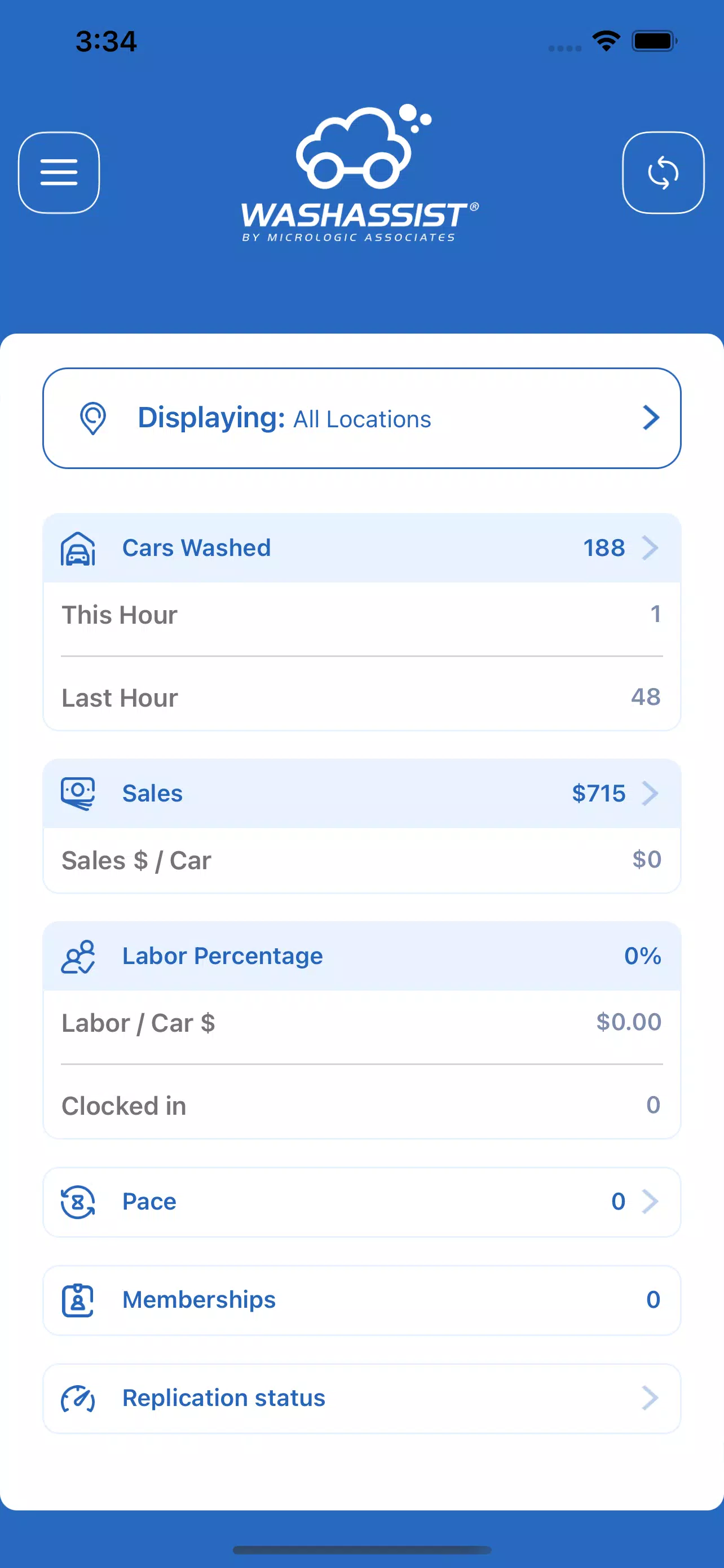 WashAssist Dashboard Ảnh chụp màn hình 1