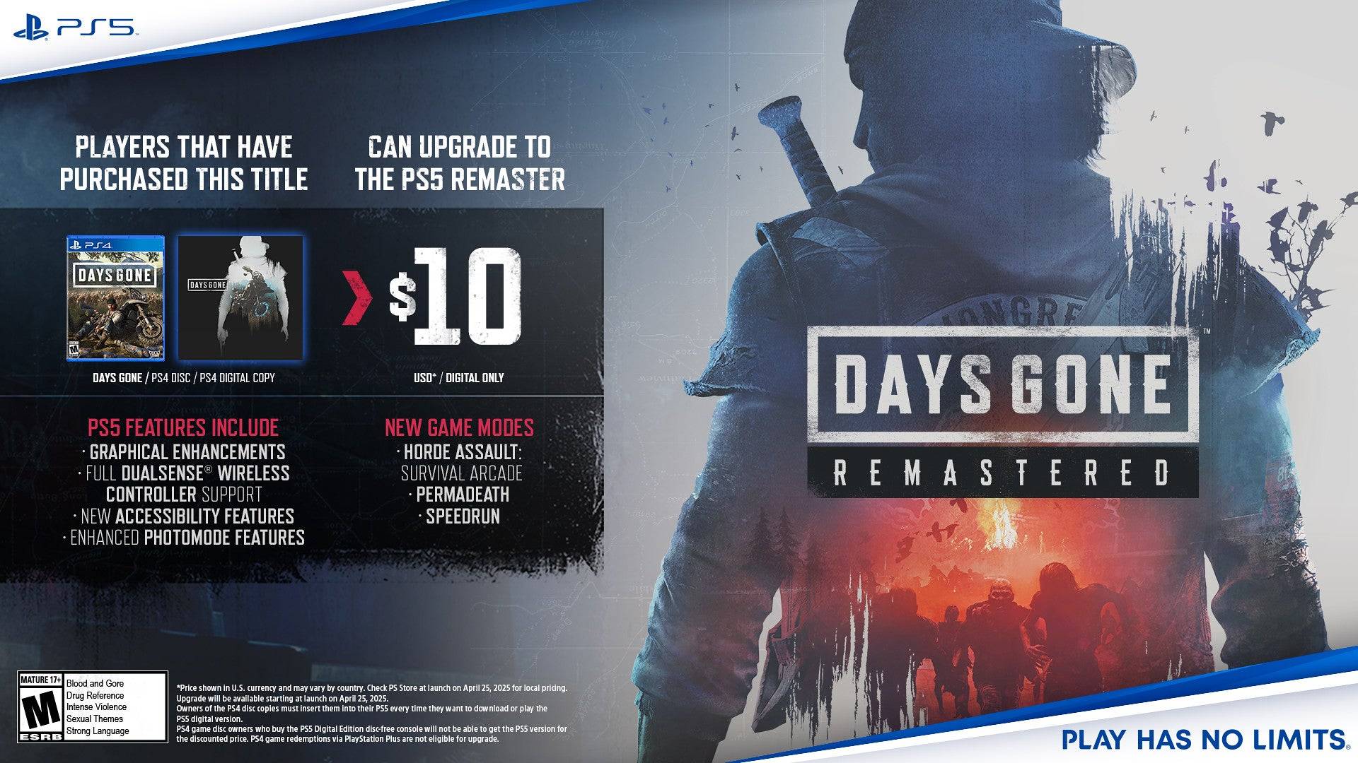 PSA: Days Gone Remastered $ 10 PS5 Nâng cấp không khả dụng cho trò chơi REMPITS qua PS Plus