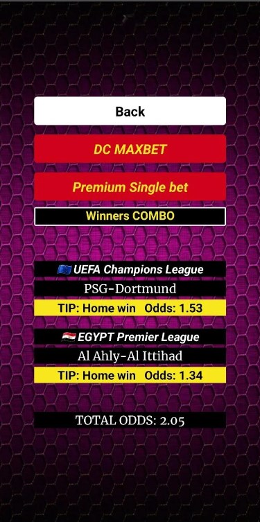 Combo betting tips Schermafbeelding 1