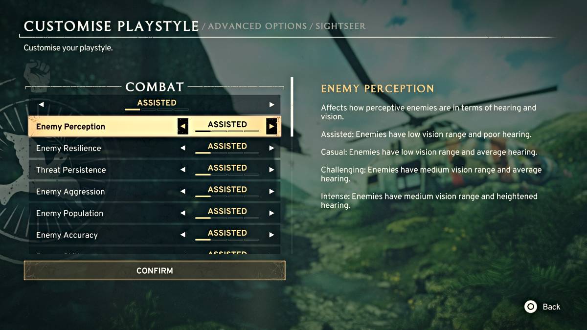 Menu de personalização do PlayStyle em Atomfall