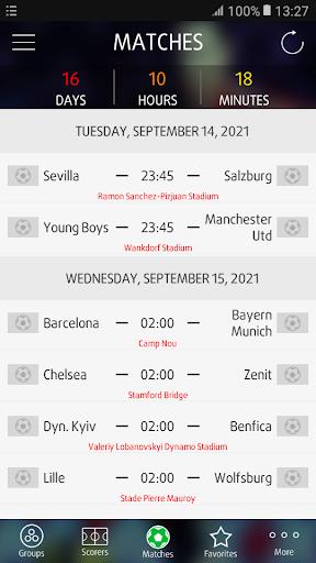 Live Scores for Champions League Schermafbeelding 0