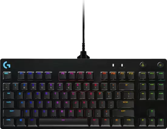 Logitech - G Pro TKL Wired Mechanical GX Blue Clicky Switch Gaming -Tastatur mit RGB -Hintergrundbeleuchtung - Schwarz