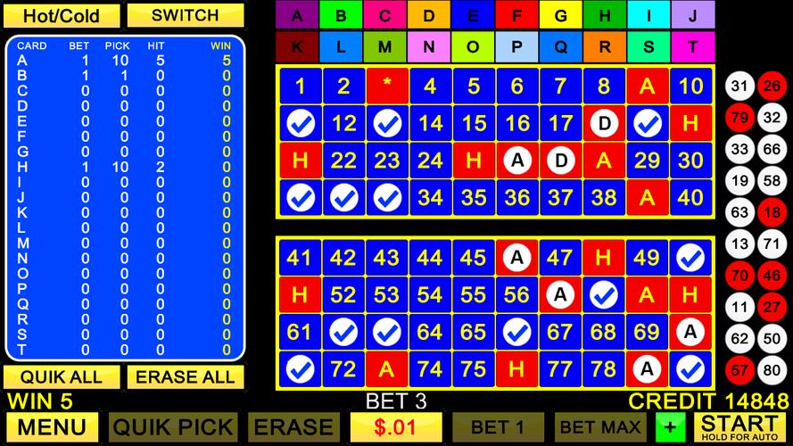 Keno 20 Card Schermafbeelding 1