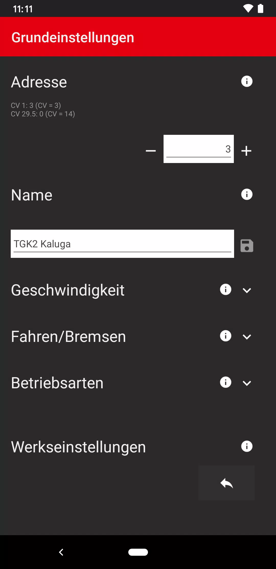 Schermata PIKO SmartProgrammer App 2