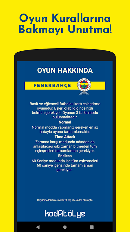 Fenerbahçe Futbolcu Kart Eşleştirme Oyunu 螢幕截圖 3