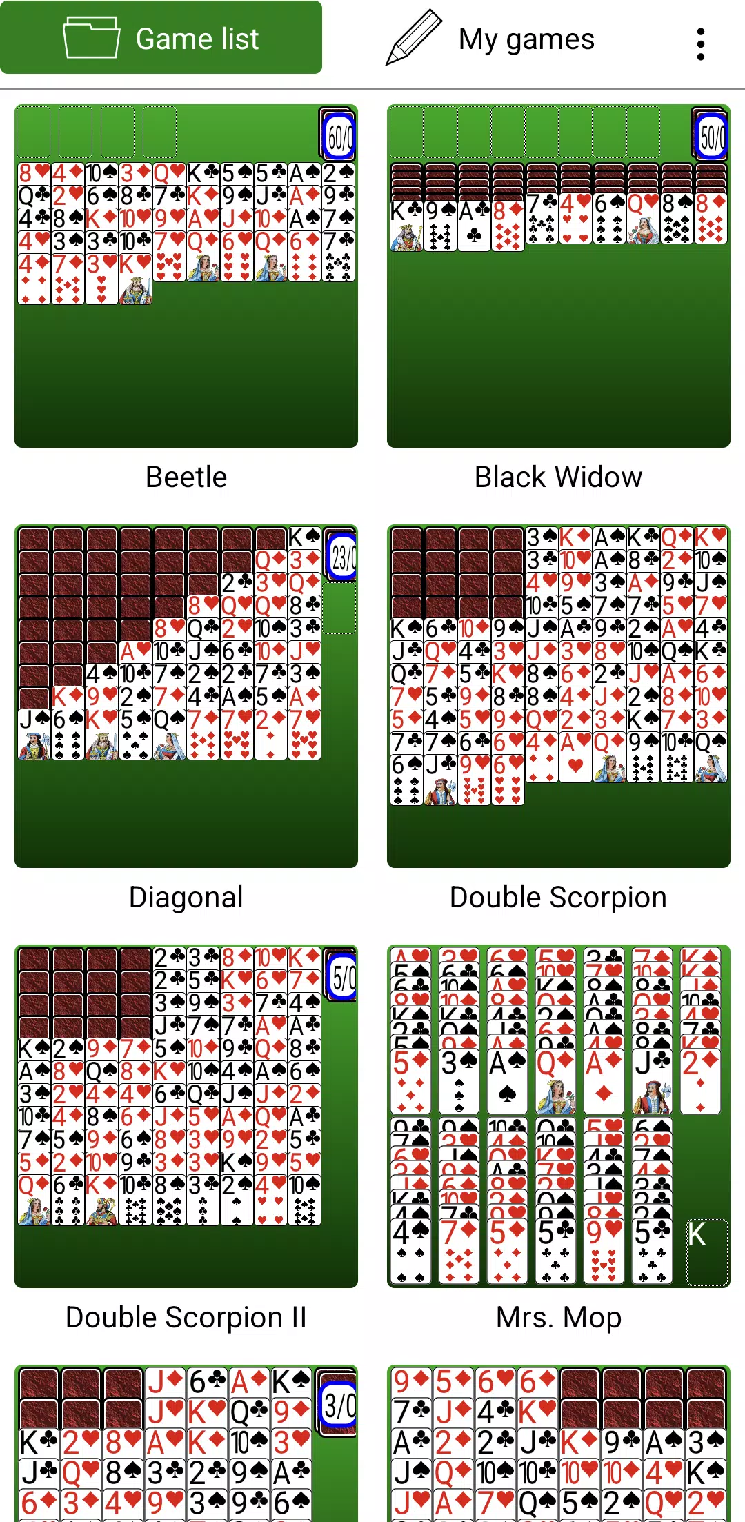 Spider Solitaires ภาพหน้าจอ 0