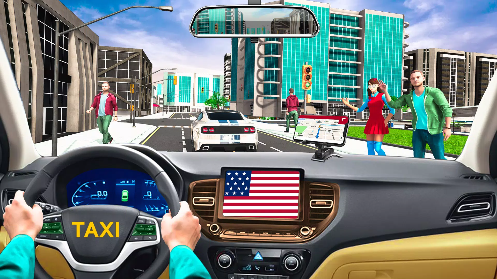 Taxi Car Driving : Taxi Sim 3D Schermafbeelding 0