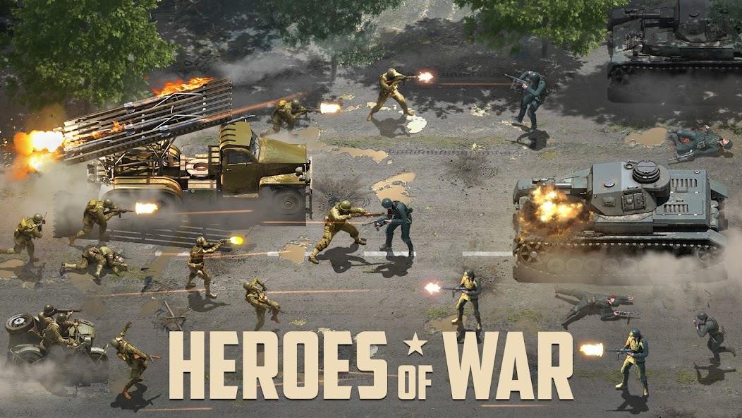 Heroes of War: Idle army game Mod ဖန်သားပြင်ဓာတ်ပုံ 0