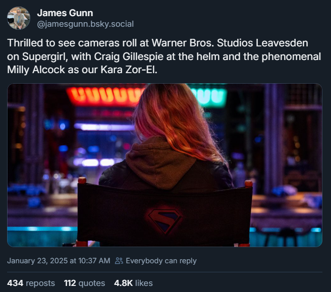 Supergirl: Yarının Kadını İlk Bakış James Gunn'un izniyle