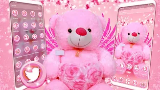 Pink Teddy Bear Theme स्क्रीनशॉट 0