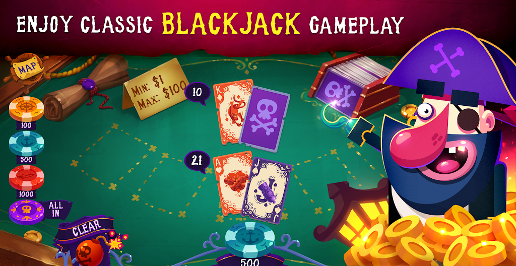Pirates: Blackjack Free 21 ⚓ ภาพหน้าจอ 0