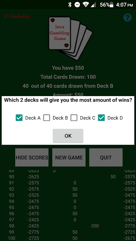 Iowa Gambling Game: Decision Making With Cards应用截图第2张