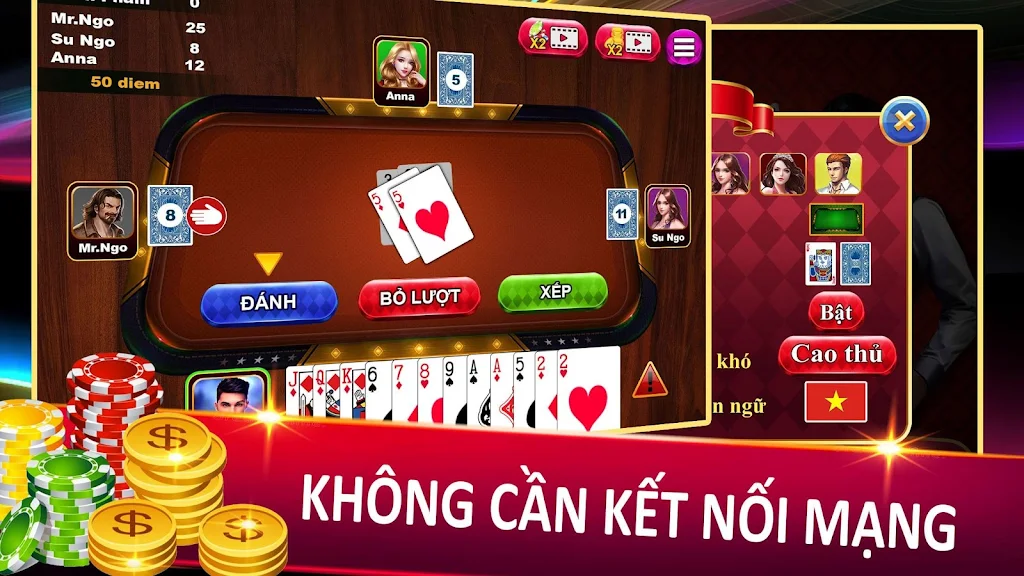 Tien Len - Thirteen - Mien Nam Offline - Chip Ekran Görüntüsü 2