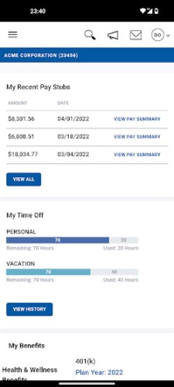 Paychex Oasis Employee Connect Schermafbeelding 2