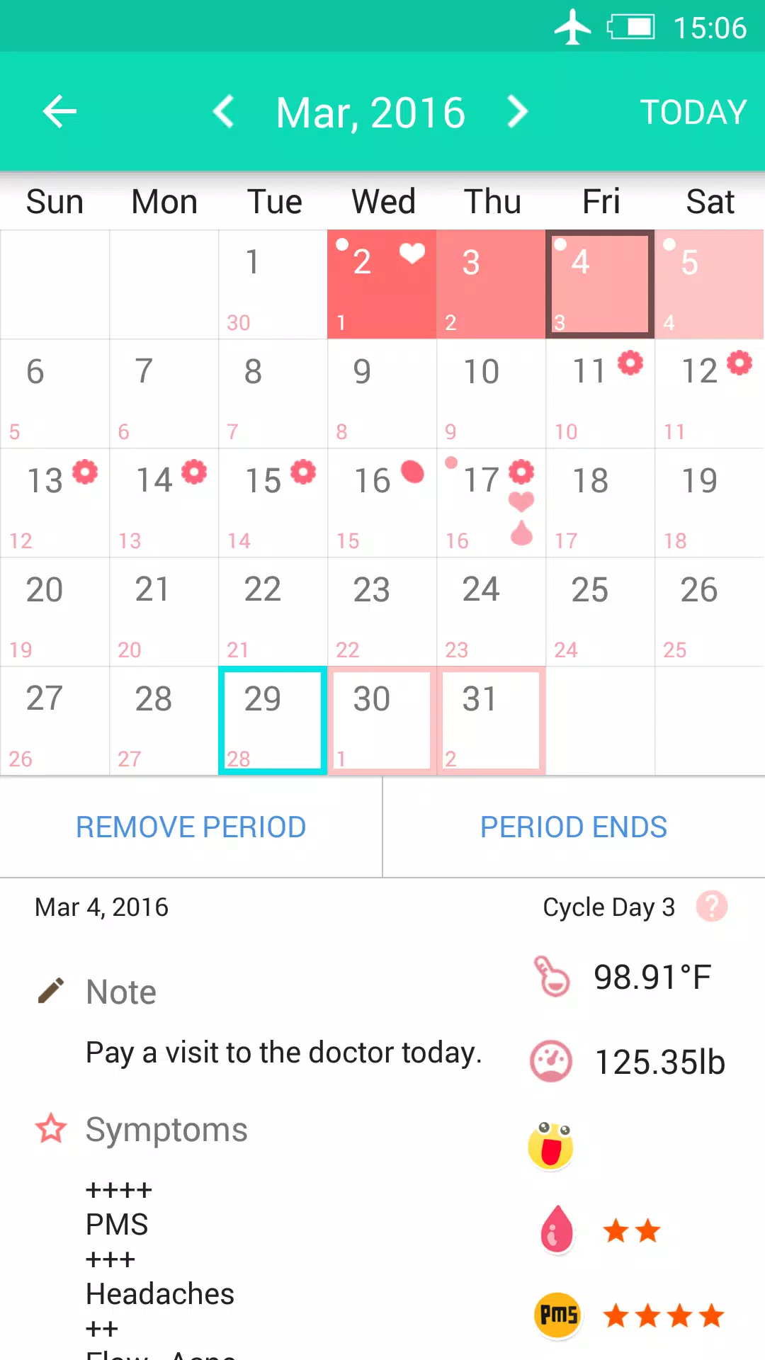 Suivi des règles et ovulation Capture d'écran 1