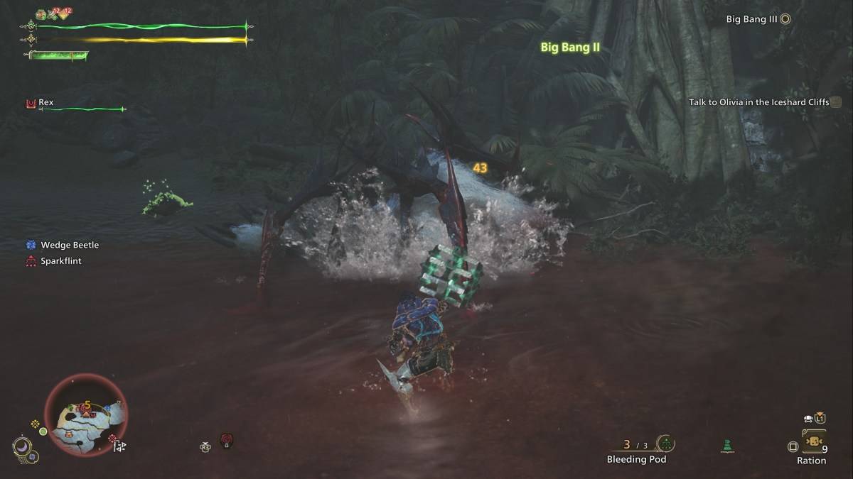 Pemburu di Monster Hunter Wilds, menggunakan tukul stun untuk menyerang barina lala