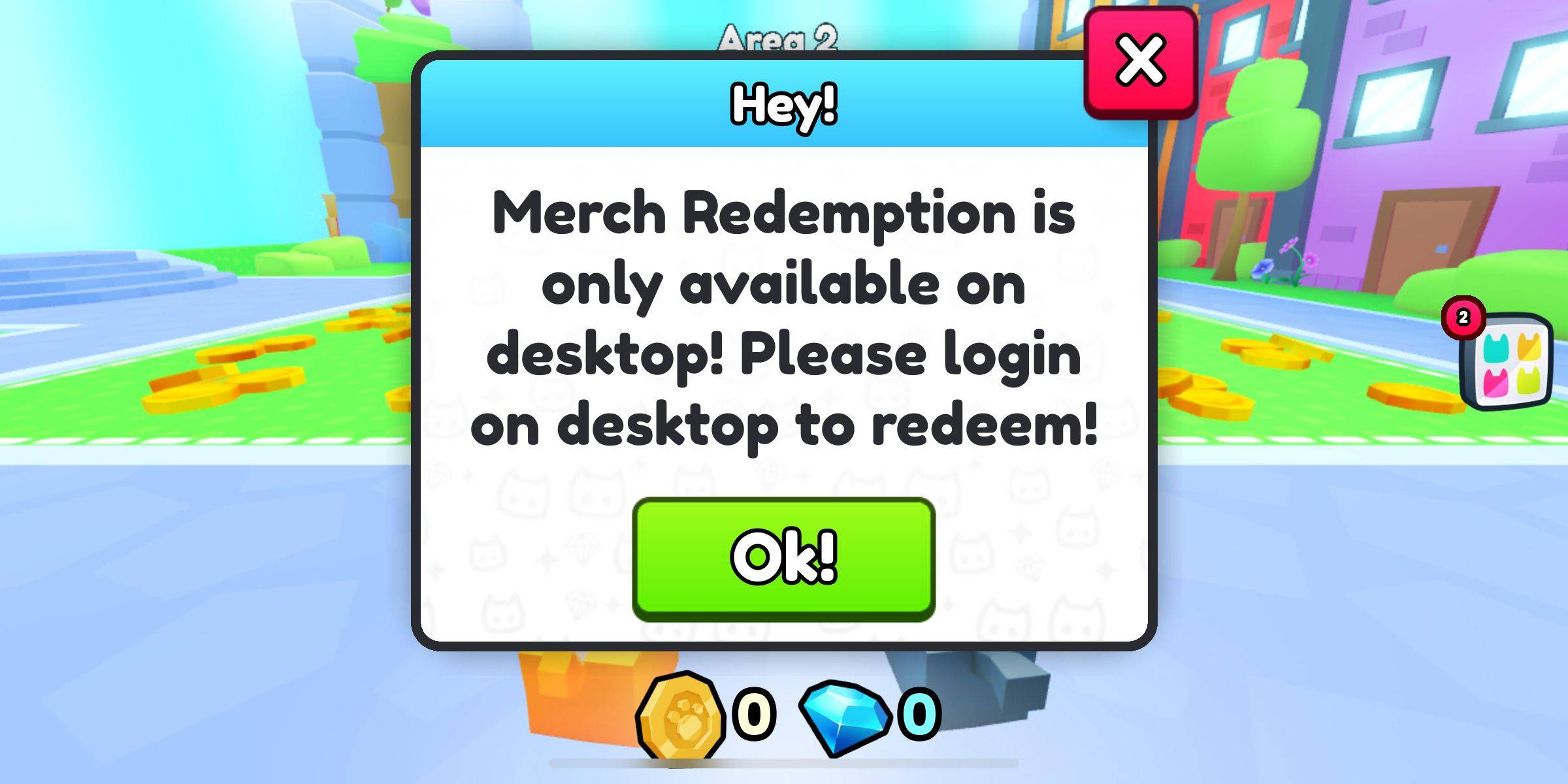 Image: Screenshot of Pet Simulator 99 Code Redemption on Desktop