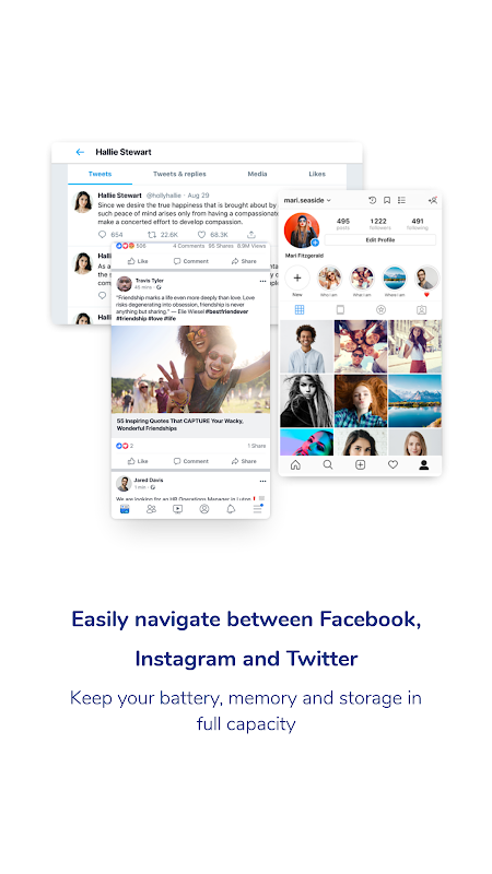 Social One - Facebook, Instagram & Twitter Ekran Görüntüsü 0