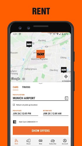 SIXT rent. share. ride. plus. Screenshot 1