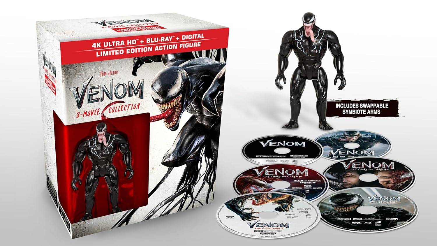 Coleção Venom 3-Movie-4K UHD 6-Discs Digital Collectible Action Figura