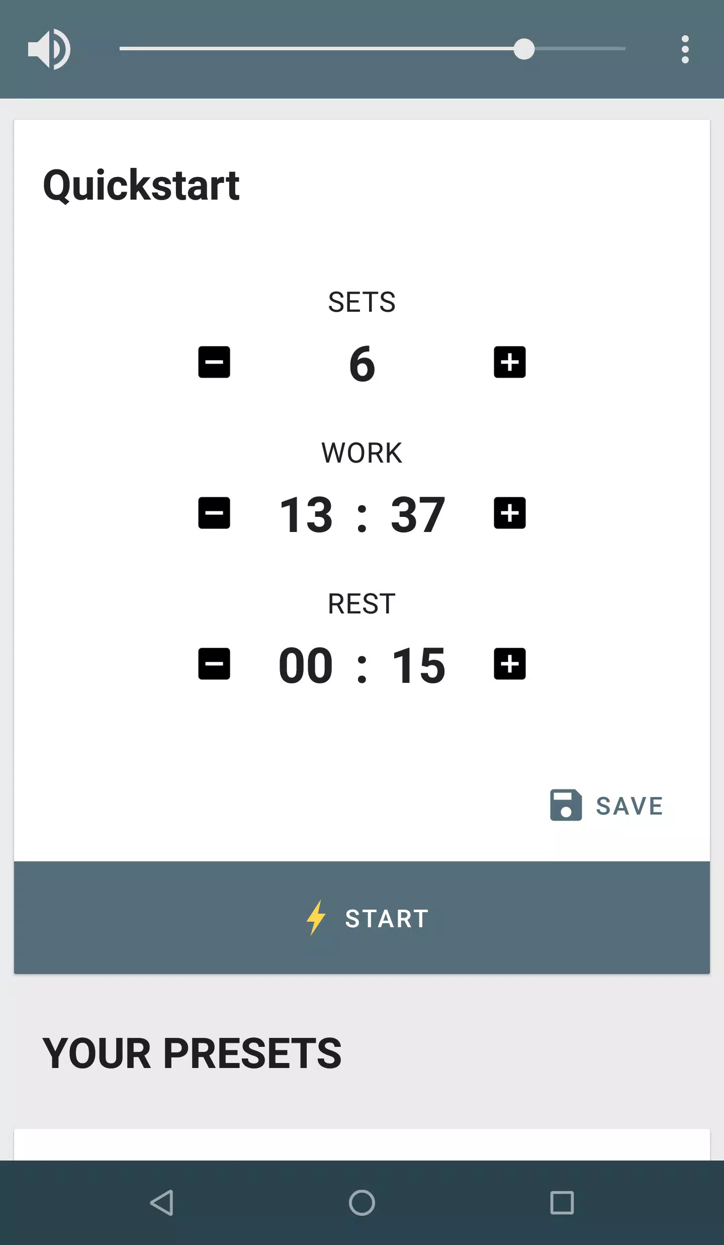 Schermata Interval Timer 0