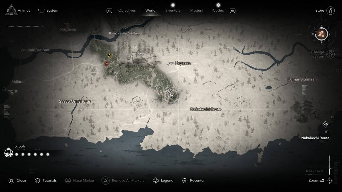 Posizione della Volpe Argentata Leggendaria Sumi-E in Assassin's Creed Shadows