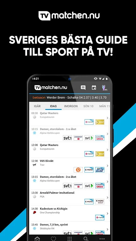 Schermata TVmatchen.nu - sport på TV 0