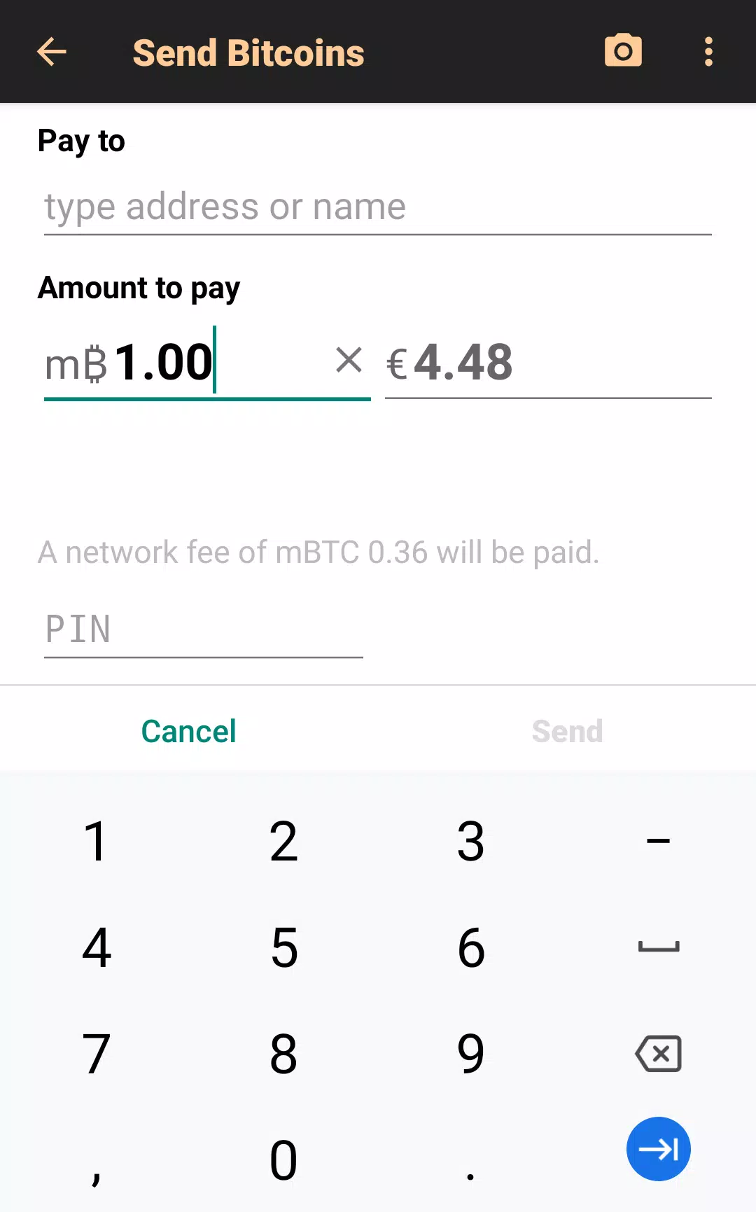Bitcoin Wallet ဖန်သားပြင်ဓာတ်ပုံ 1