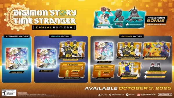 Conteúdo da Edição Deluxe Digital de Digimon Story Time Stranger