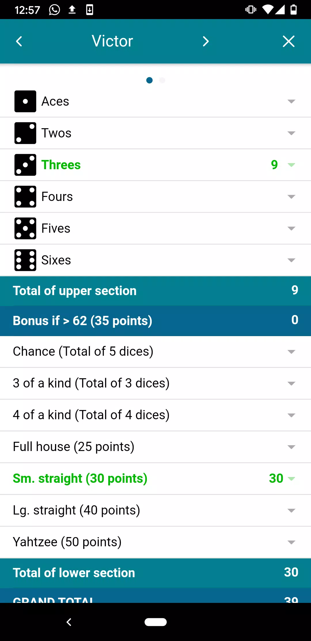 Yam’s ScoreSheet (no advertisi स्क्रीनशॉट 1