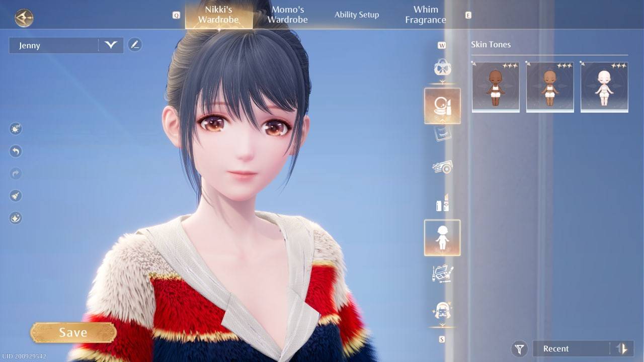 Ang pagbabago ng kulay ng balat sa Infinity Nikki