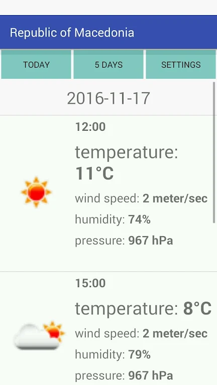 Republic of Macedonia Weather ဖန်သားပြင်ဓာတ်ပုံ 0