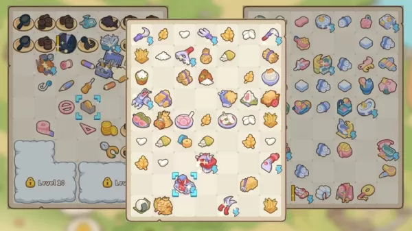 Una imagen de varios elementos del merge, como herramientas de jardín de Merge Cat Town