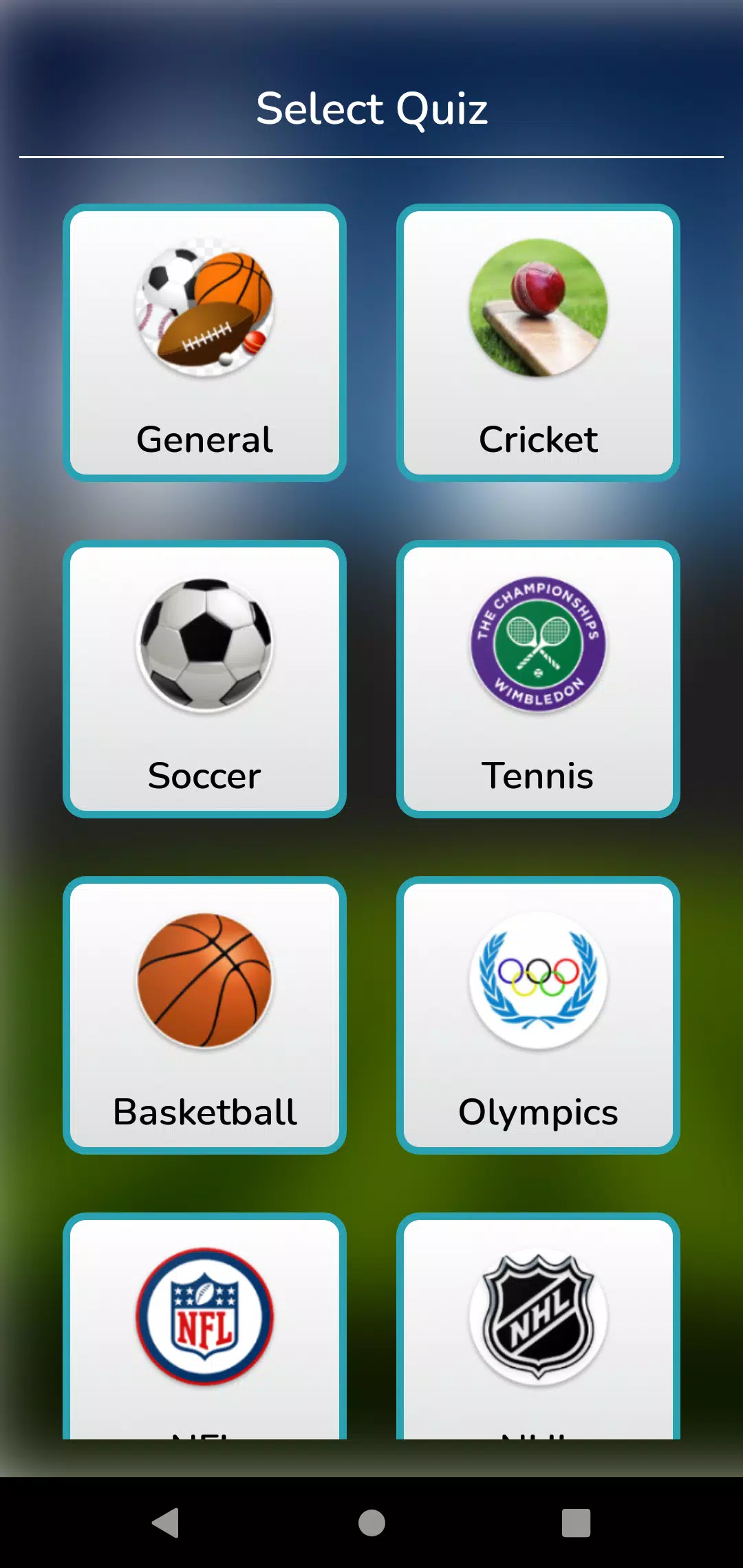 World Sports Quiz Screenshot 1