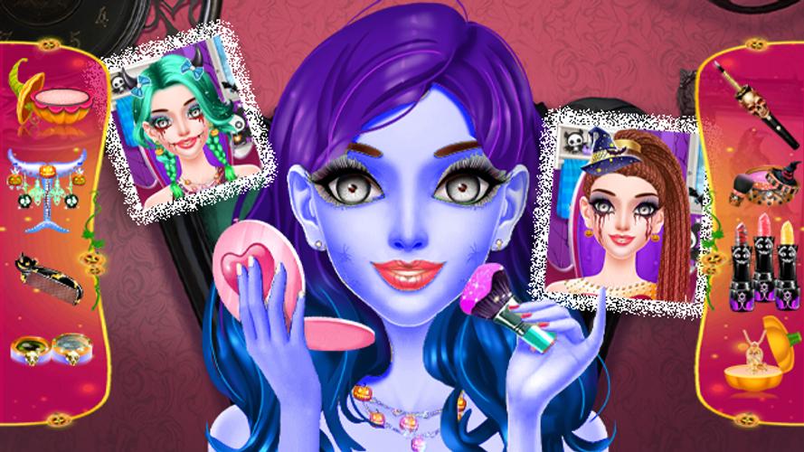 Halloween Makeup Salon Game Captura de pantalla 1
