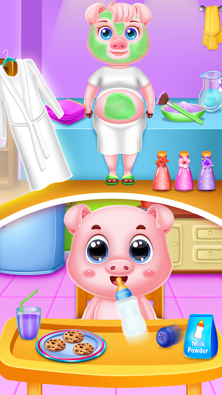 Pinky pig mom newborn Screenshot 1