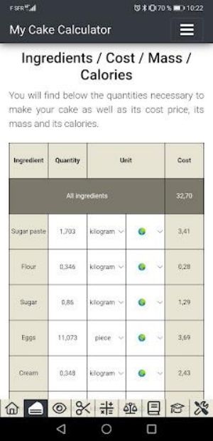 My Cake Calculator Screenshot 2